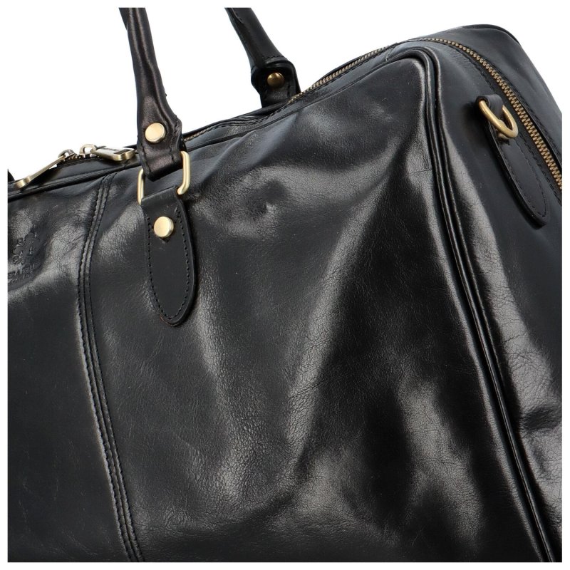 Velká kožená cestovní taška Zion, černá