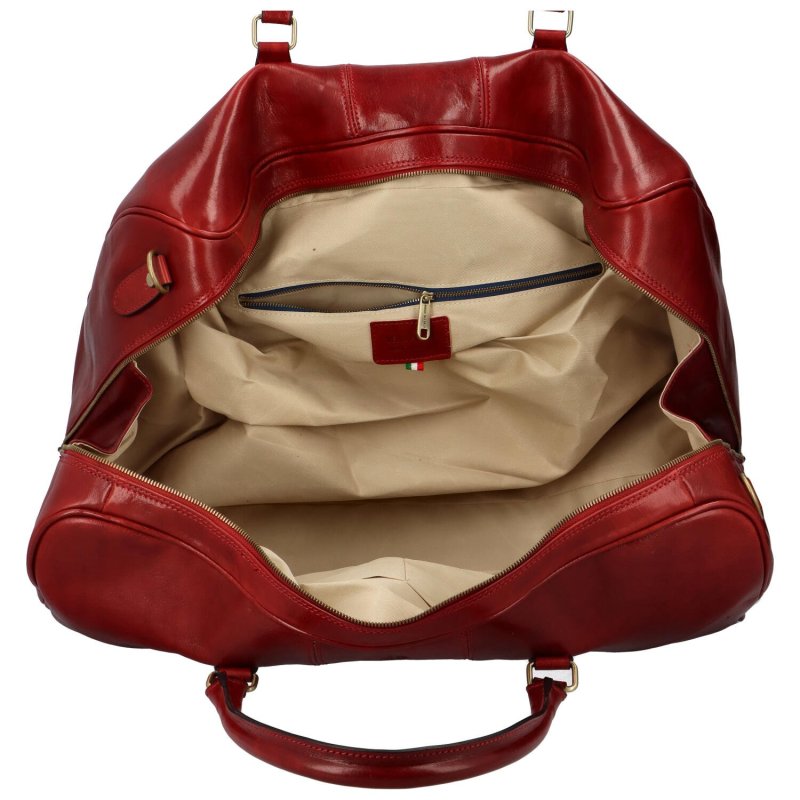 Velká kožená cestovní taška Zion, červená