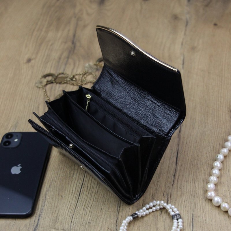 Elegantní dámská kožená peněženka Trof, černá