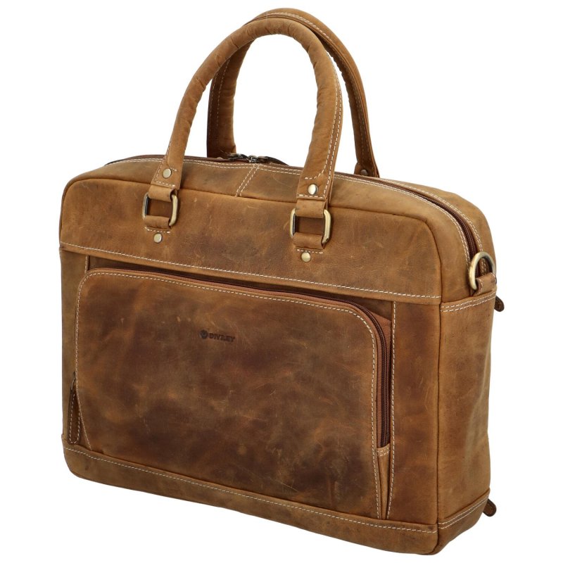 Pánská cestovní business taška kožená Diviley luxury, koňaková