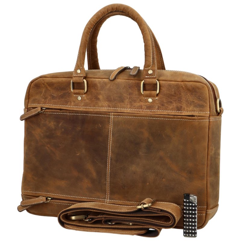 Pánská cestovní business taška kožená Diviley luxury, koňaková