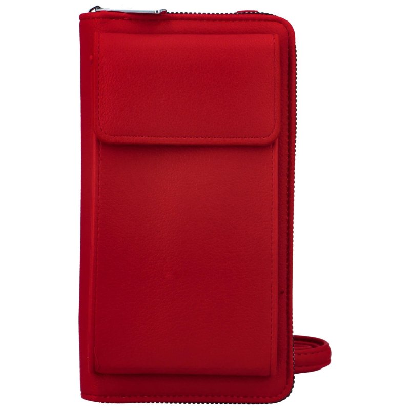 Módní dámská koženková taštička na doklady a mobilní telefon Simon, červená