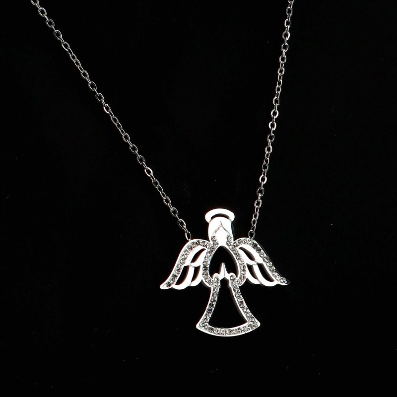 Dámský ocelový náhrdelník Anděl svatozář
