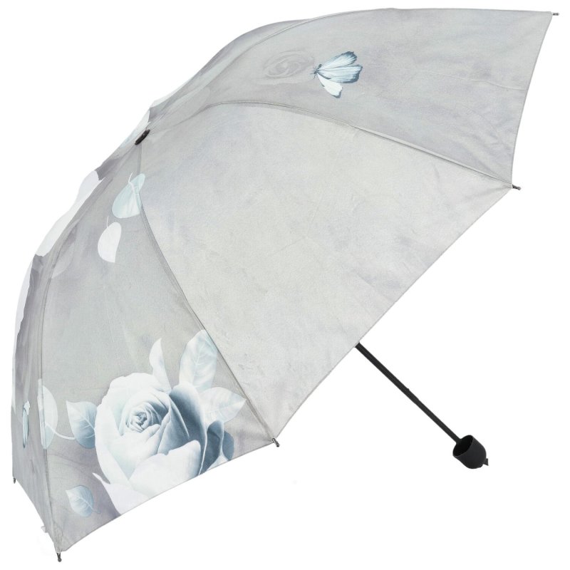 Stylový deštník s růžemi, šedá - modrá