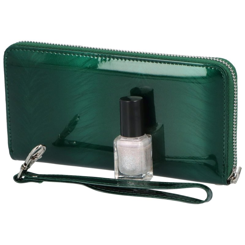 Luxusní dámská kožená peněženka Elma lakovaná, zelená