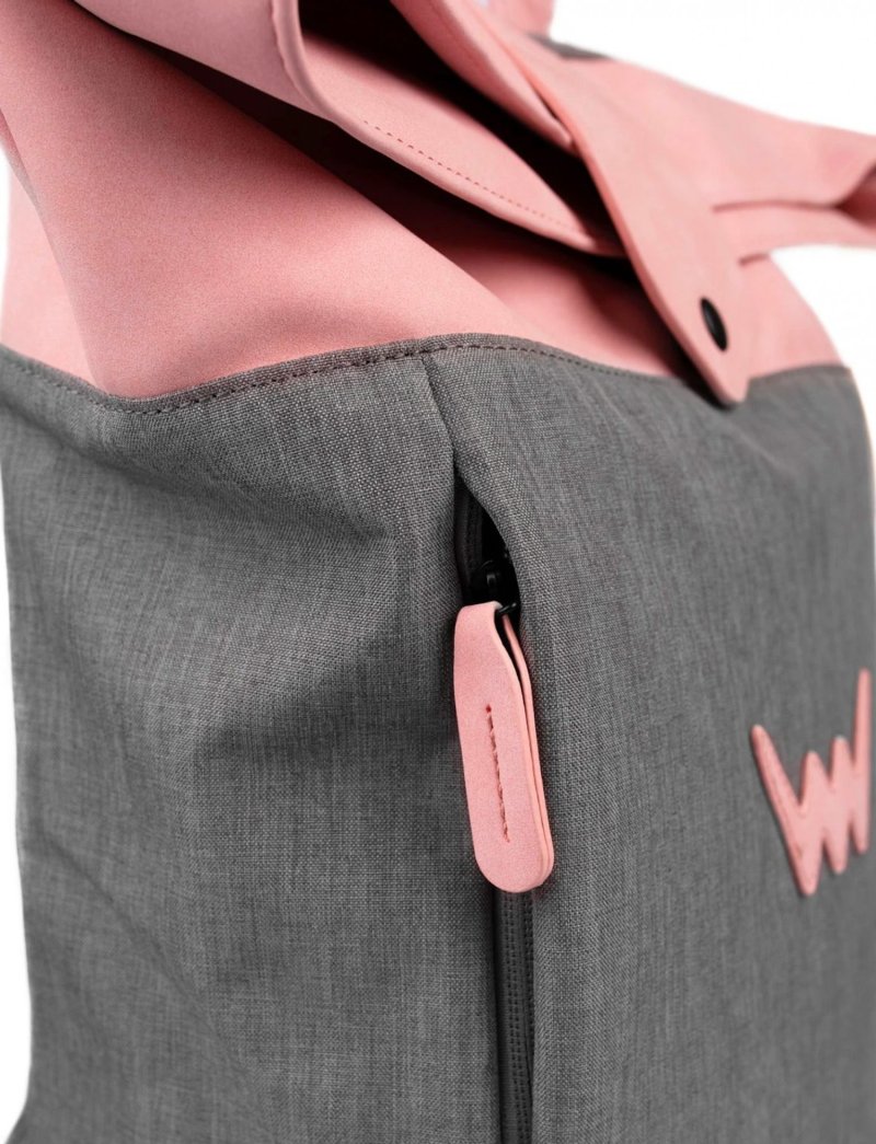 Stylový kombinovaný dámský batoh VUCH Gavroche, šedá - růžová