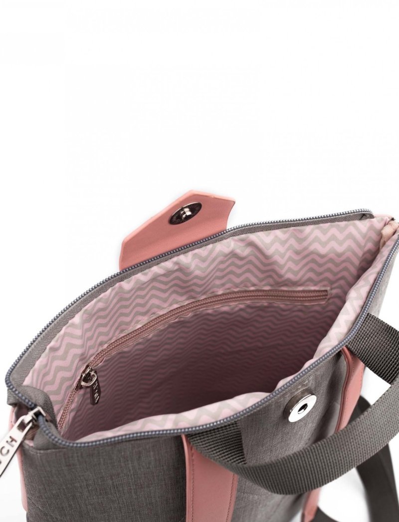 Stylový kombinovaný dámský batůžek VUCH Manix, šedá - růžová