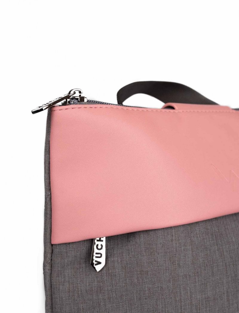 Stylový kombinovaný dámský batůžek VUCH Manix, šedá - růžová