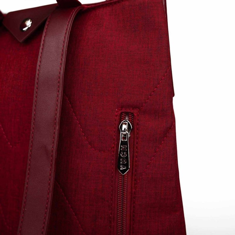 Trendový dámský koženkový batoh VUCH Booz, vínově červená
