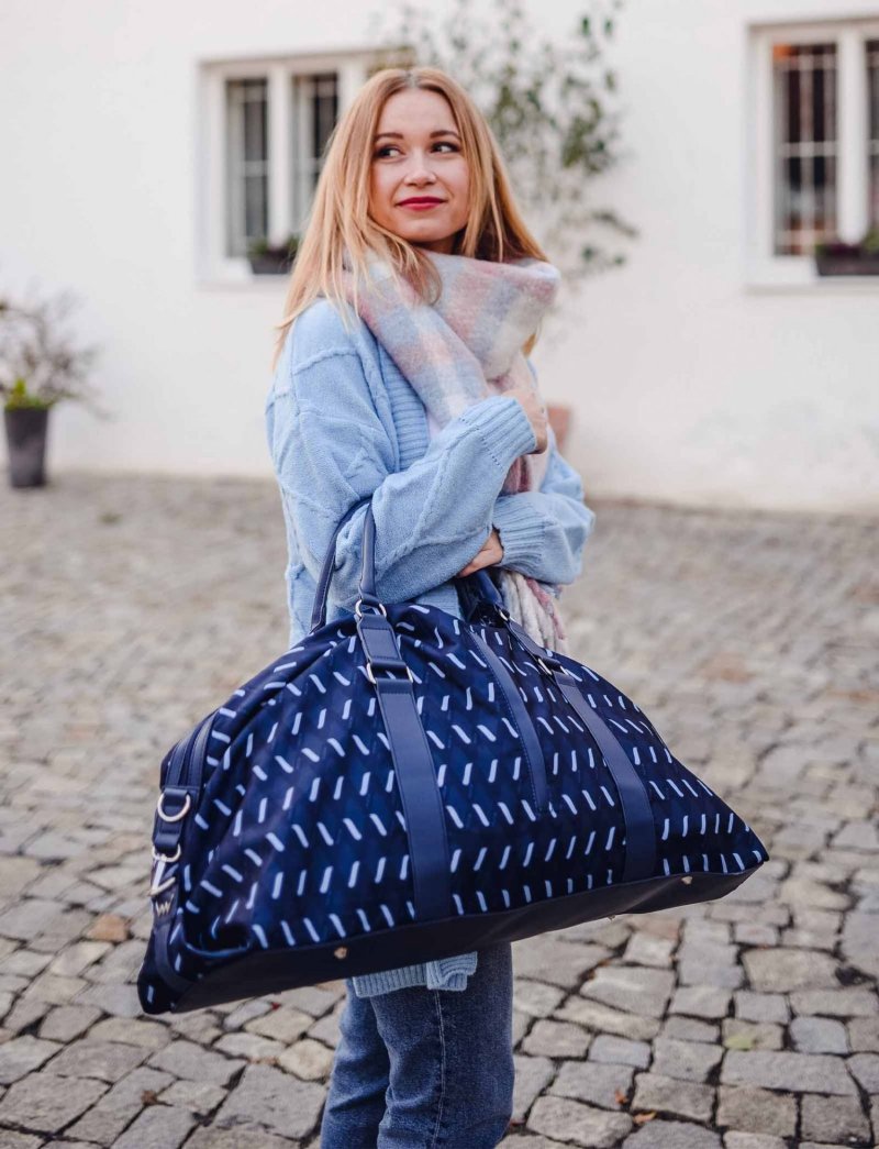 Stylová koženková dámská cestovní taška VUCH Bonaly, modrá