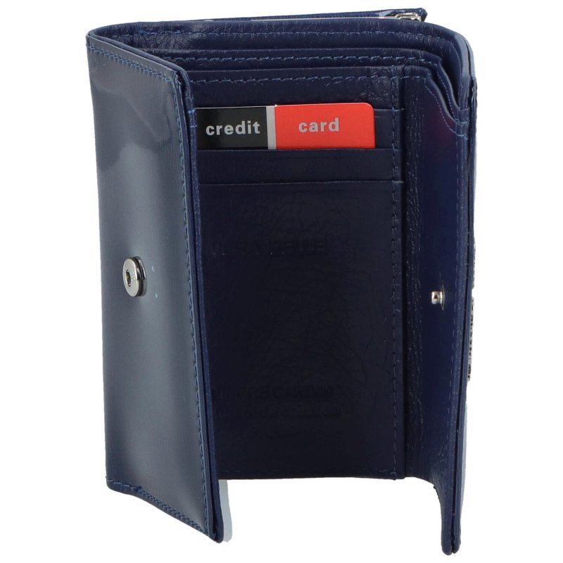 Luxusní dámská kožená peněženka s linkami Edmonda, modrá