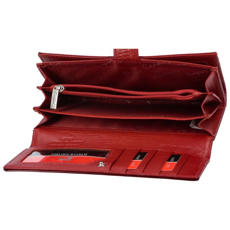 Stylová dámská kožená peněženka s linkami Gaspare, červená