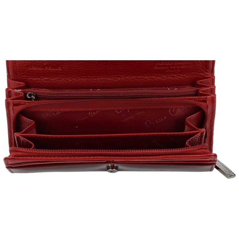Stylová dámská kožená peněženka s linkami Firmino, červená