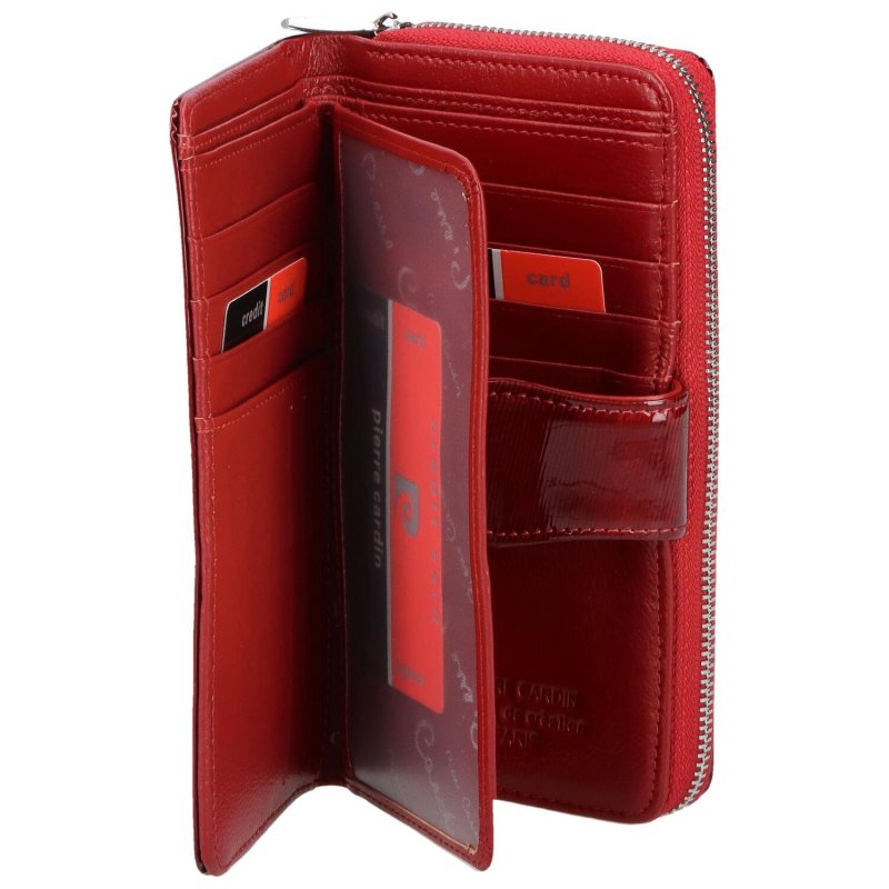 Stylová dámská kožená peněženka s linkami Rinardo, červená