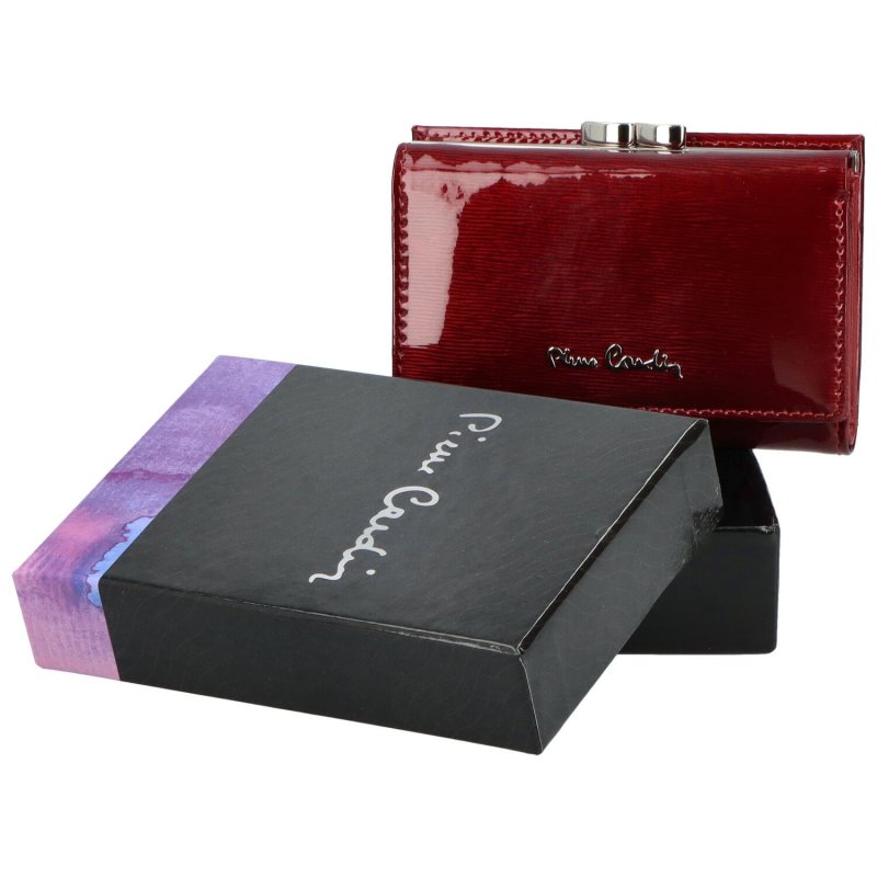 Luxusní dámská kožená peněženka s linkami Edmonda, červená