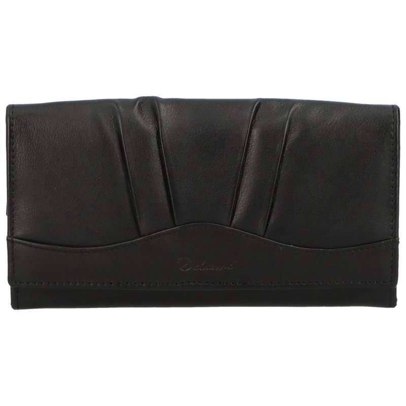 Dámská kožená peněženka s módním reliéfem Delfino, černá