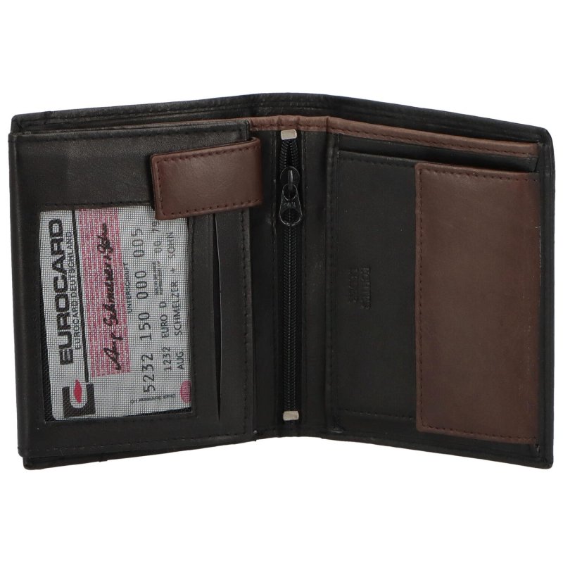 Pánská kožená peněženka s výrazným prošíváním Tommaso, černá/červená