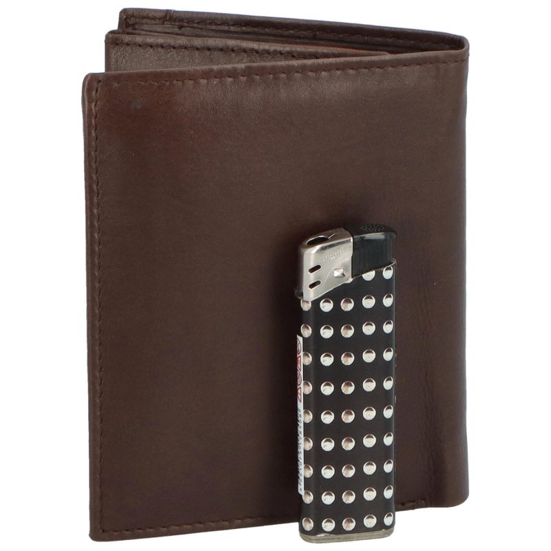 Pánská kožená peněženka s výrazným prošíváním Tommaso, hnědá/koňaková