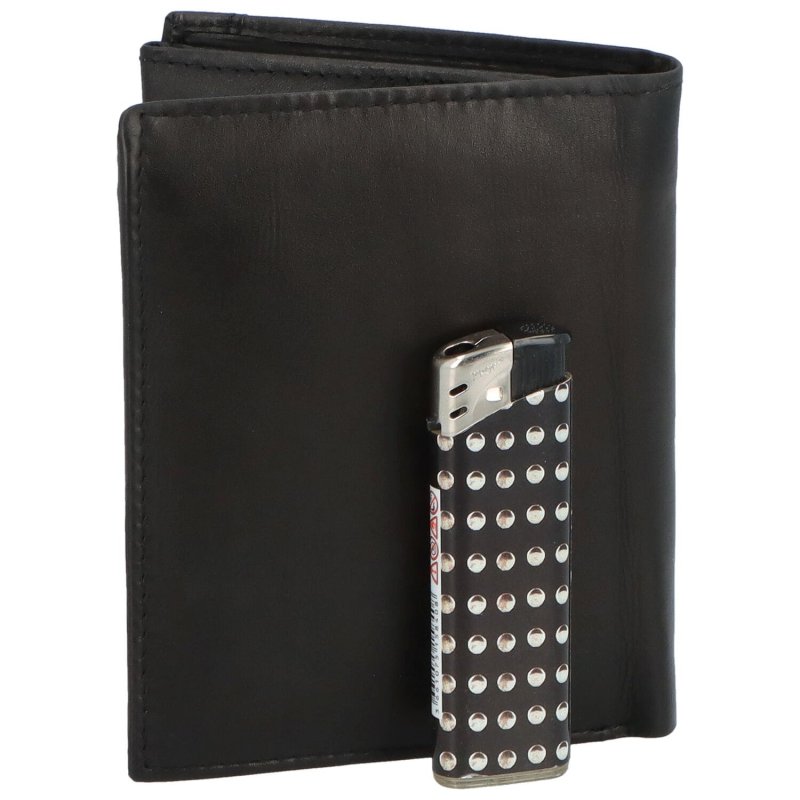 Pánská kožená peněženka s výrazným prošíváním Tommaso, černá