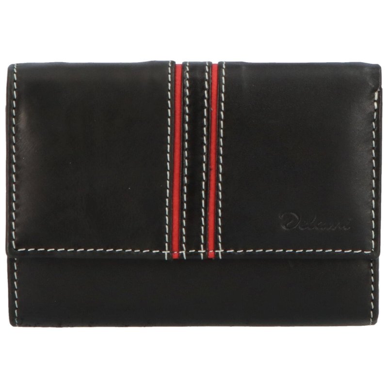 Menší dámská kožená peněženka s prošíváním Silvestro, černá
