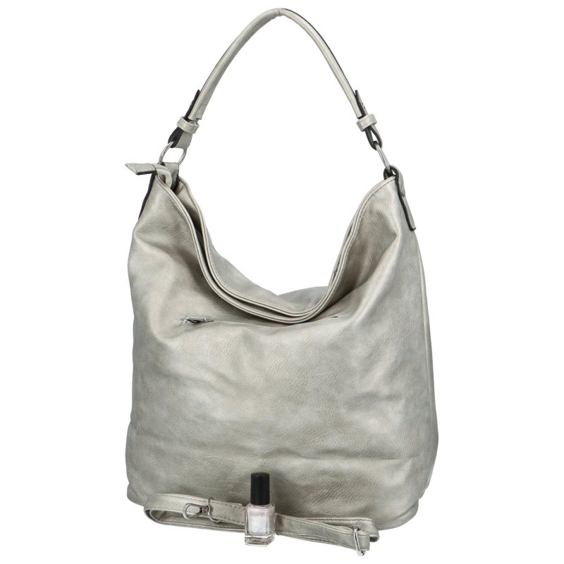 Trendová dámská koženková kabelka Elsy, stříbrná