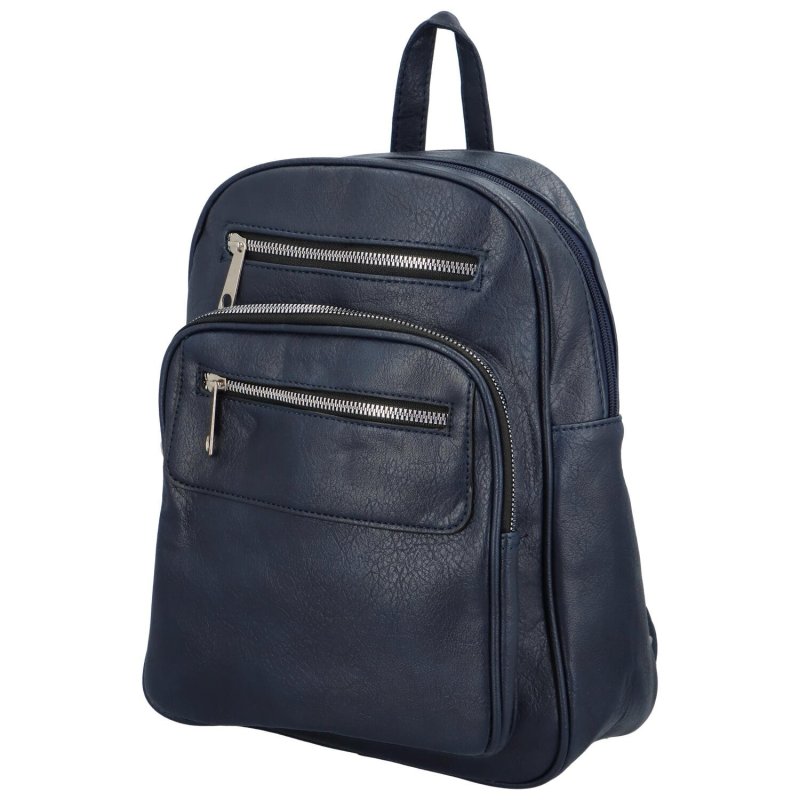 Trendový dámský koženkový batoh Amanta, tmavě modrá