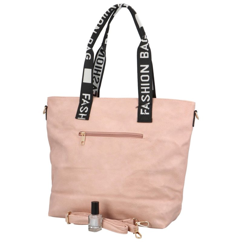 Trendová dámská koženková kabelka Milda, pastelově růžová