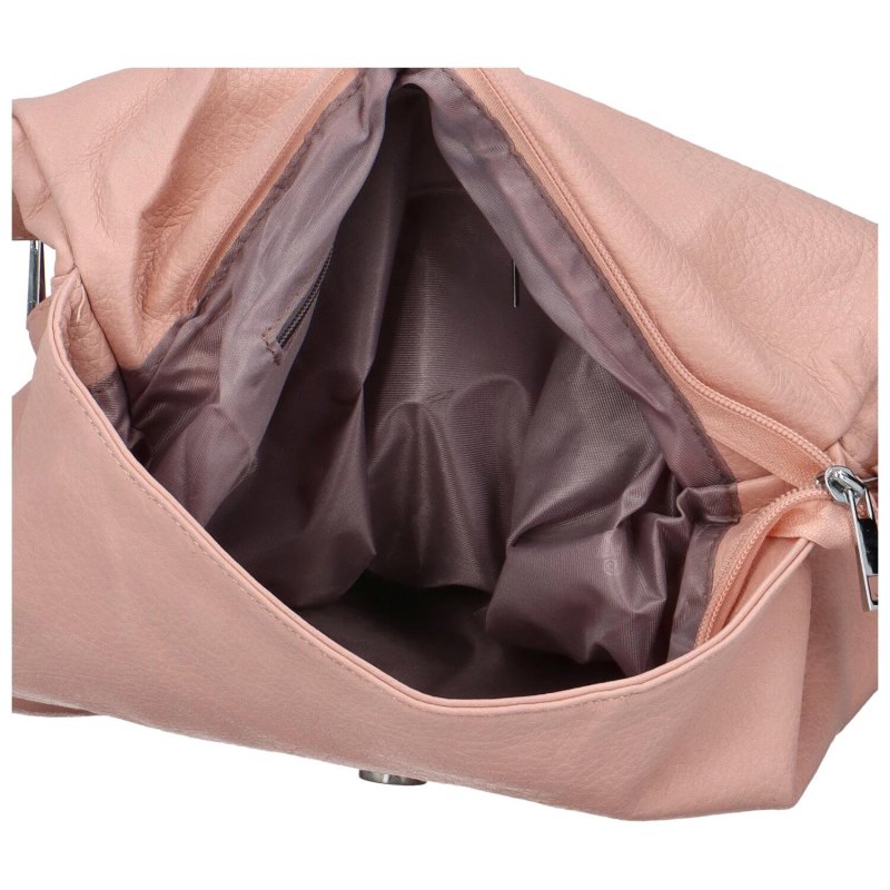 Trendový dámský koženkový batoh Pelias, pastelově růžová