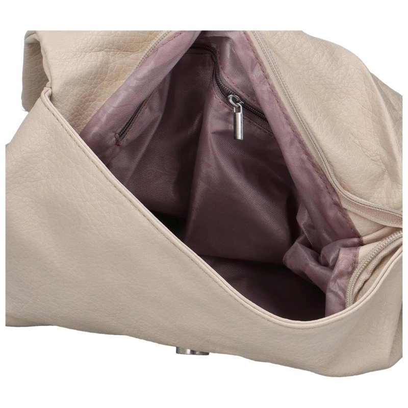 Trendový dámský koženkový batoh Pelias, béžová