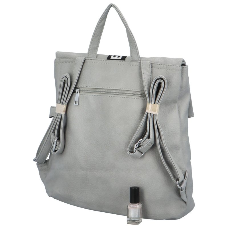 Trendový dámský koženkový batoh Pelias, šedá