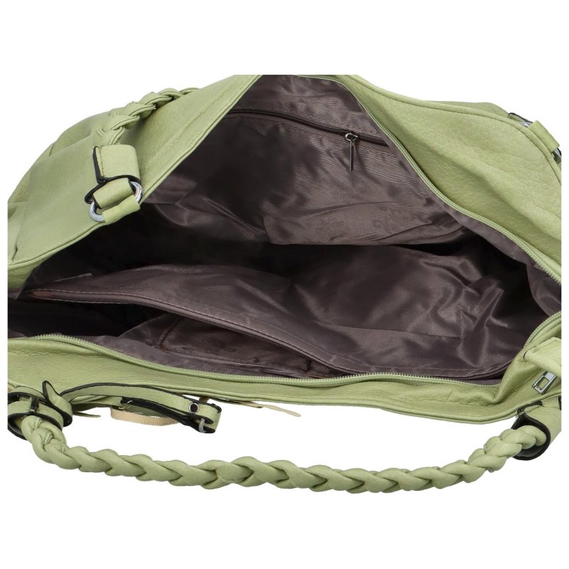Trendová dámská koženková kabelka Ahti, pastelově zelená