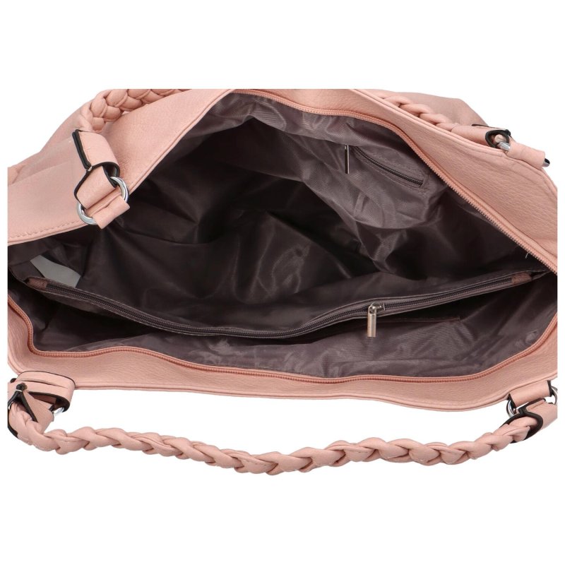 Trendová dámská koženková kabelka Ahti, pastelově růžová