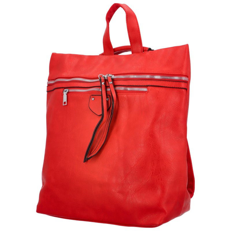 Praktický dámský koženkový batoh Skadi, červená