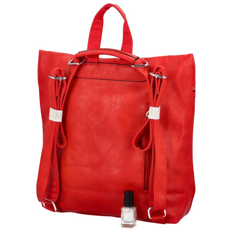 Praktický dámský koženkový batoh Skadi, červená