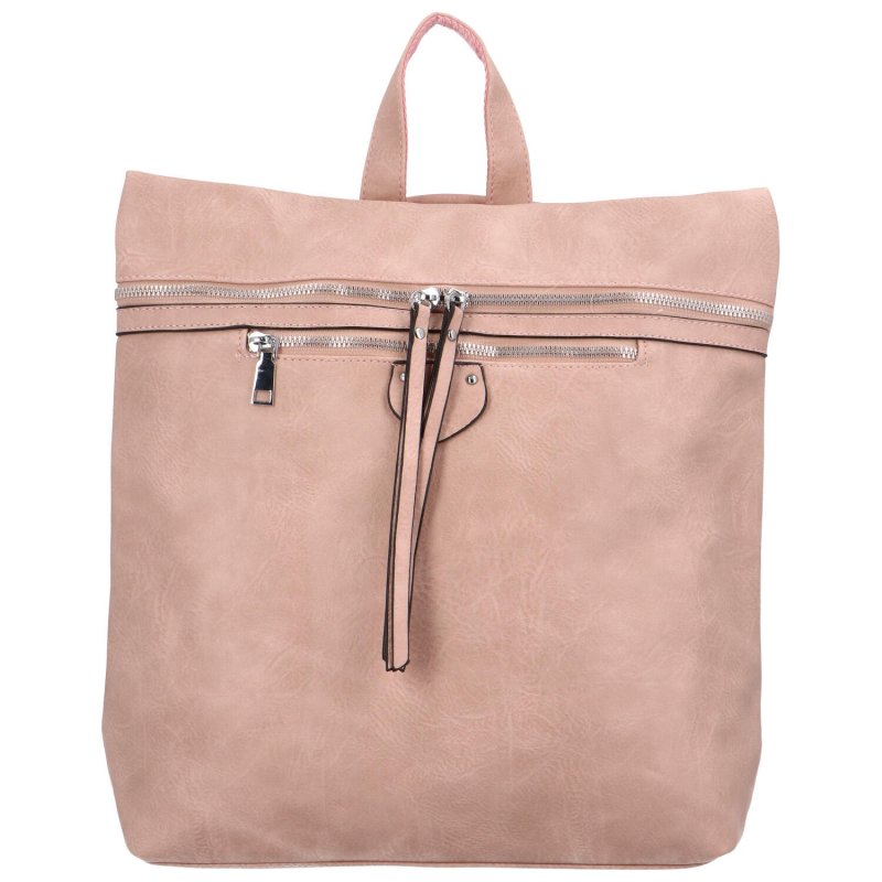 Praktický dámský koženkový batoh Skadi, růžová