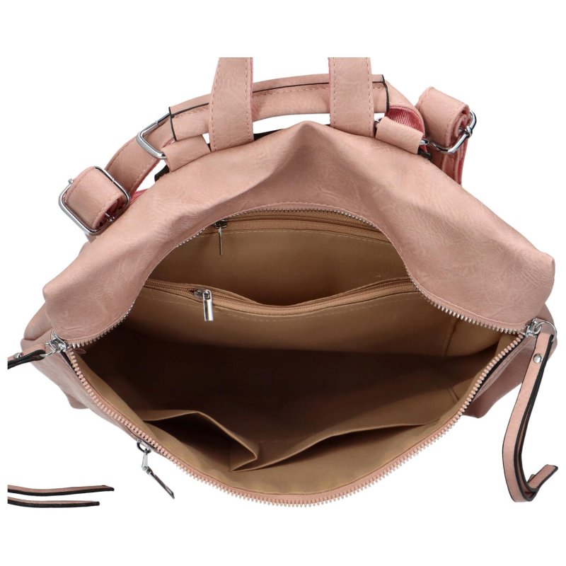 Praktický dámský koženkový batoh Skadi, růžová