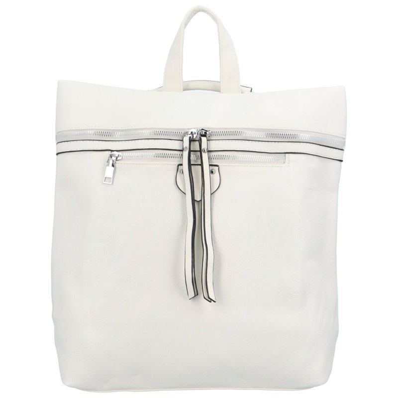 Praktický dámský koženkový batoh Skadi, bílá