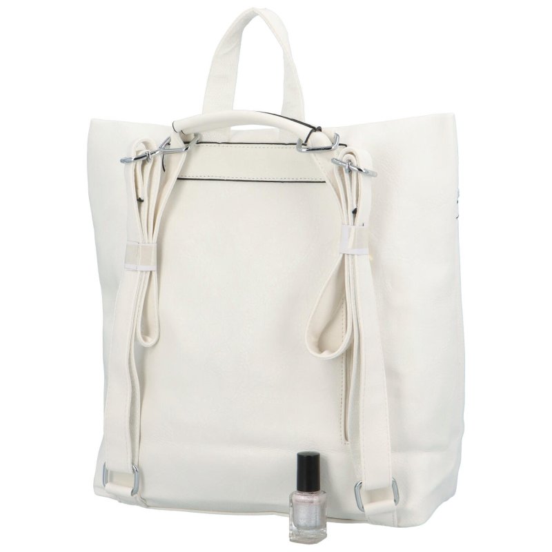 Praktický dámský koženkový batoh Skadi, bílá