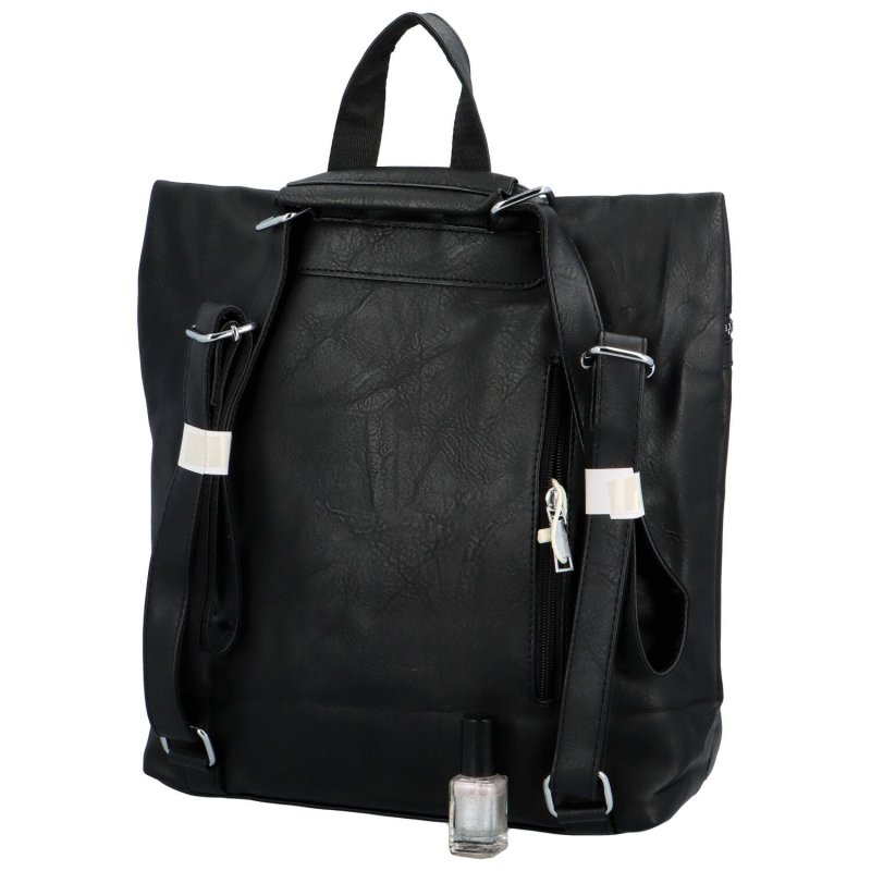 Praktický dámský koženkový batoh Skadi, černá