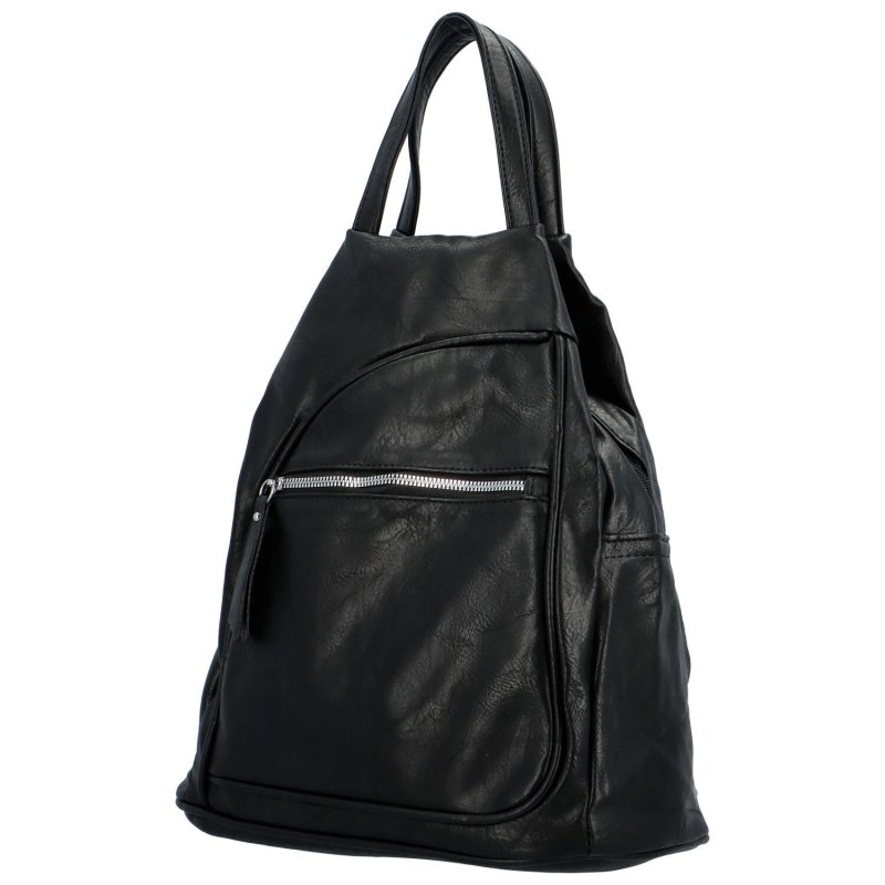 Trendový dámský koženkový batůžek Taran, černá