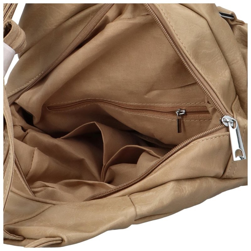 Trendový dámský koženkový batůžek Taran, tmavě béžová