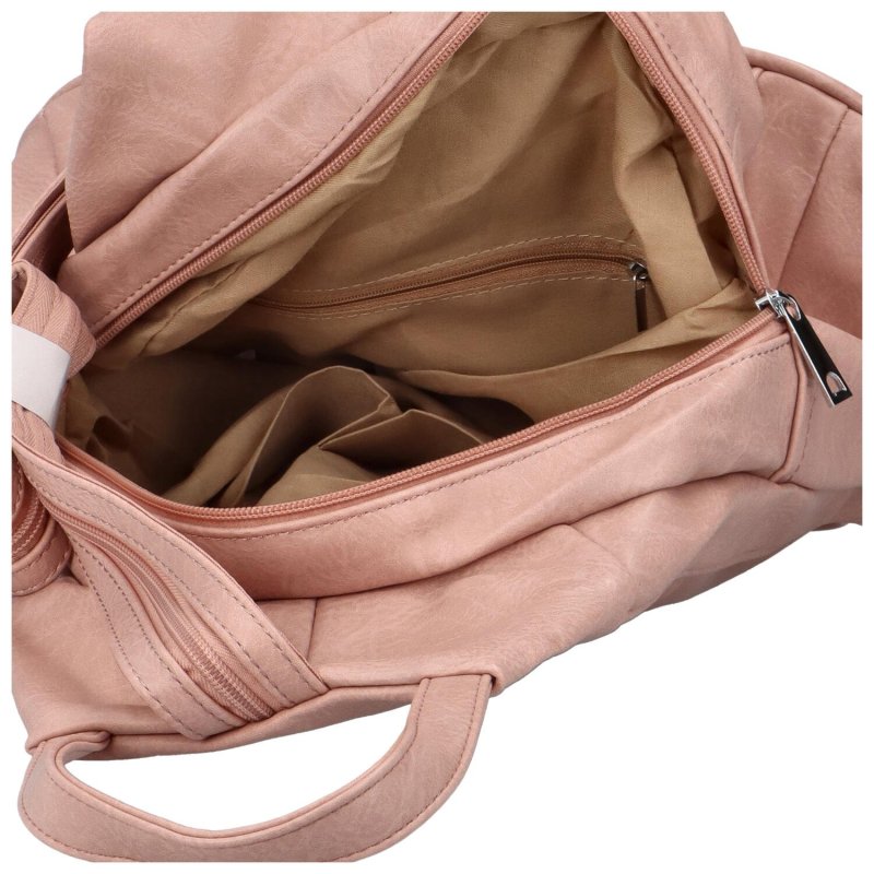 Trendový dámský koženkový batůžek Taran, růžová
