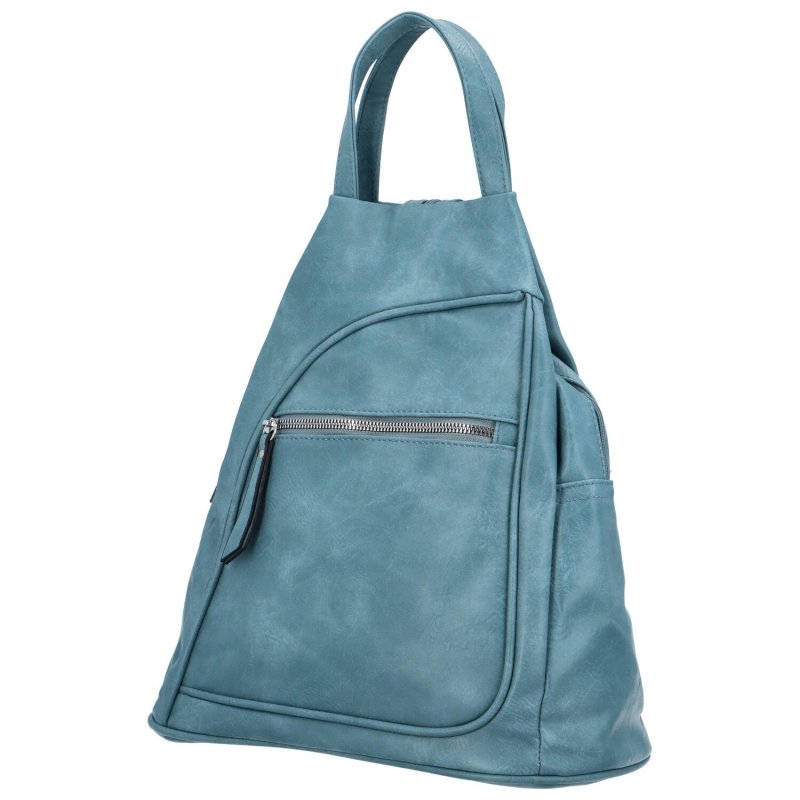 Trendový dámský koženkový batůžek Taran, světle modrá