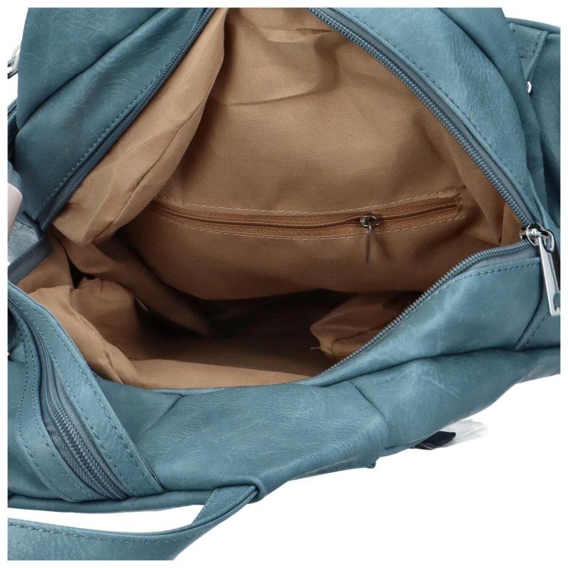 Trendový dámský koženkový batůžek Taran, světle modrá
