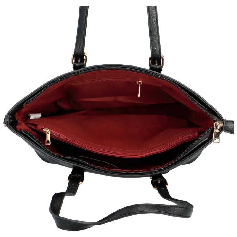 Elegantní větší dámská koženková kabelka Thetis, černá