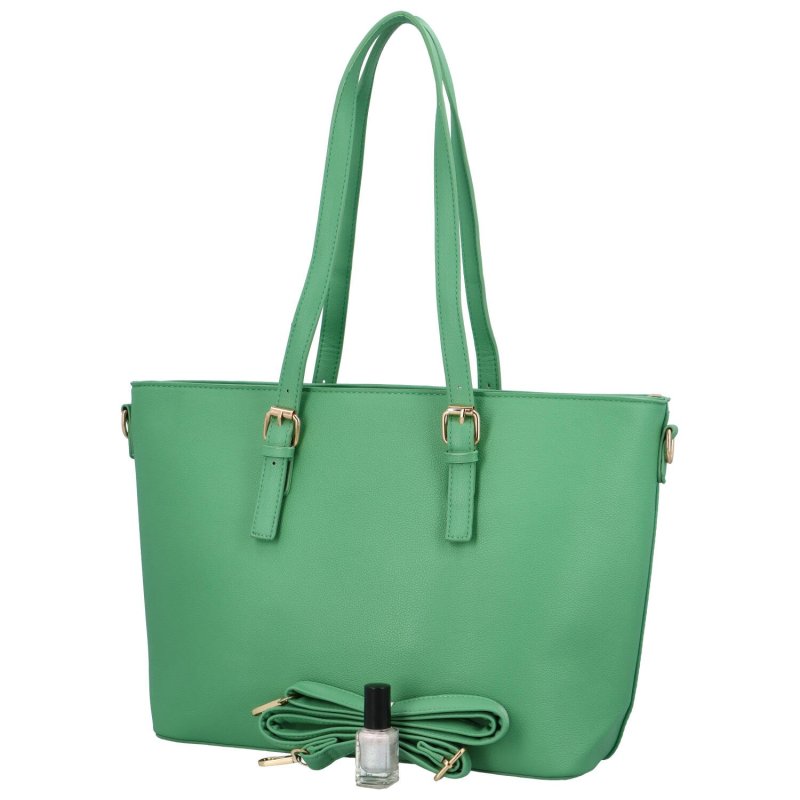 Elegantní větší dámská koženková kabelka Thetis, zelená