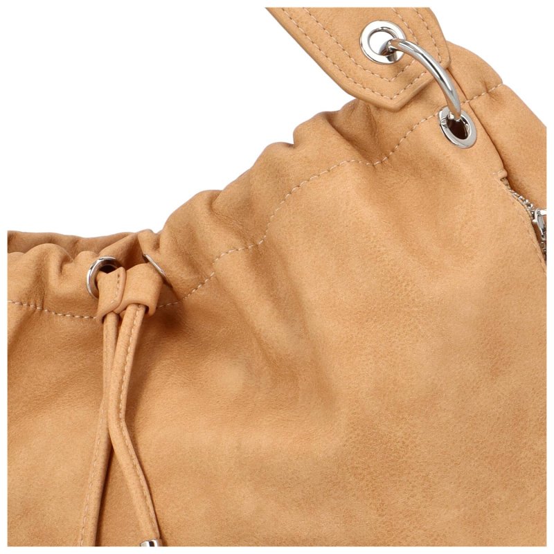 Pohodlná koženková kabelka Baggy, oříšková