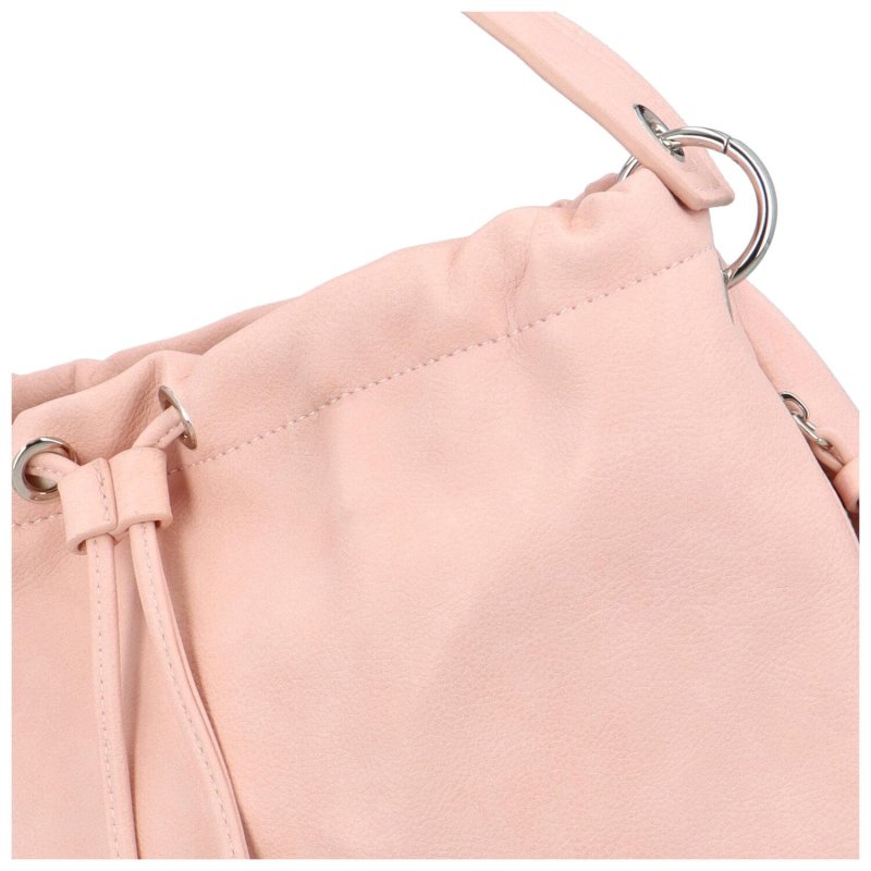 Pohodlná koženková kabelka Baggy, růžová