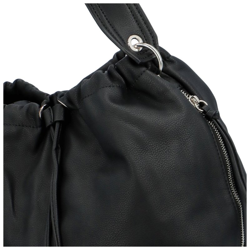 Pohodlná koženková kabelka Baggy, černá