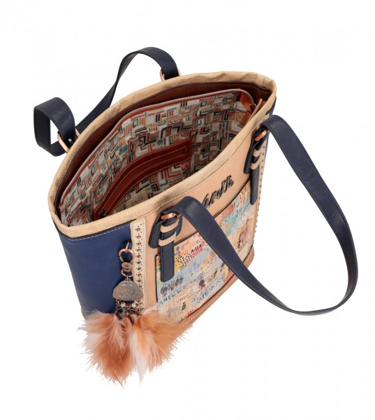 Dámská velká koženková kabelka přes rameno Anekke Tribe, modrá